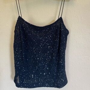 Ann Taylor Navy Sequin Tank Top